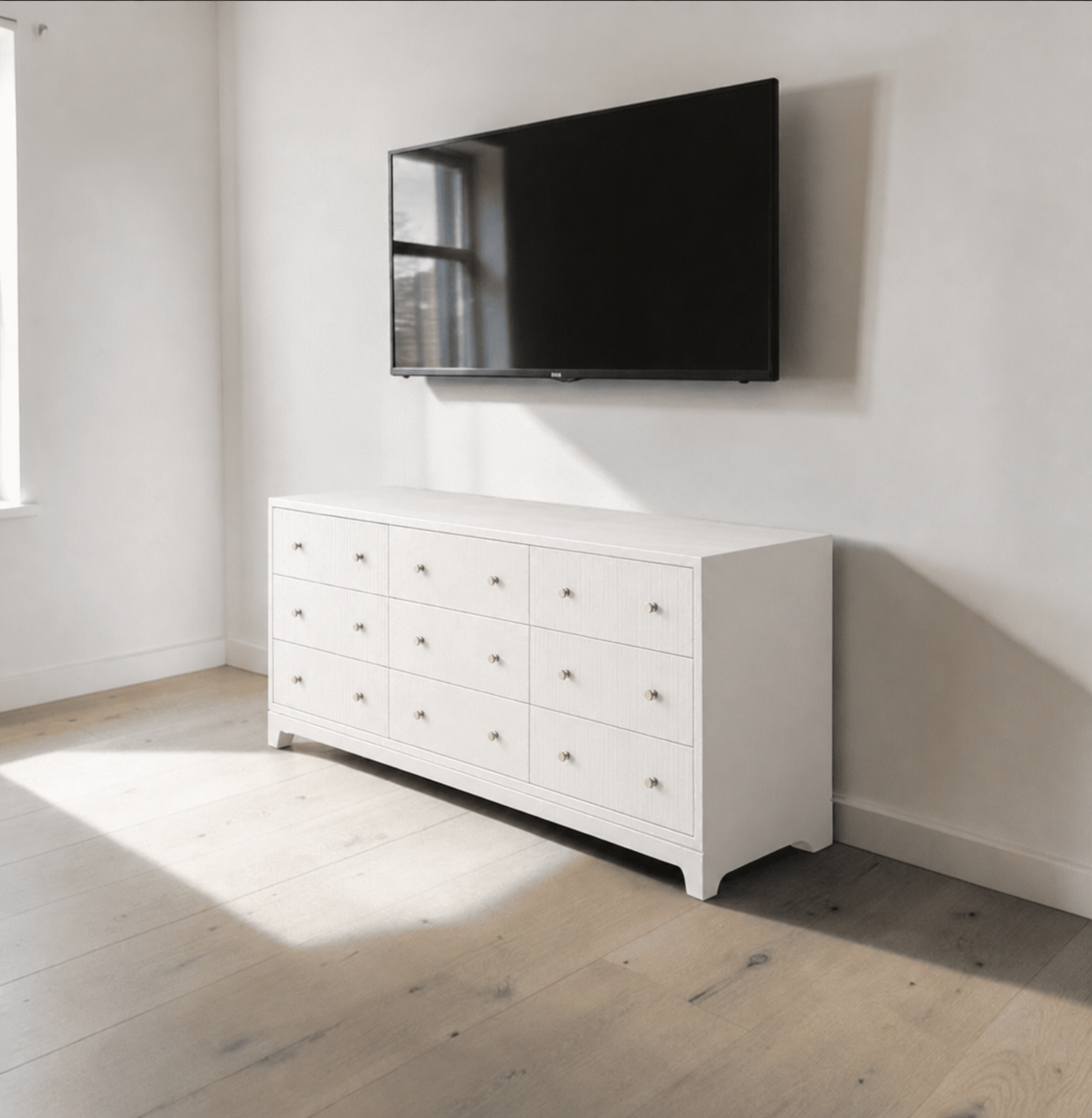 Cómoda Premium de Palillaje Mueble de Dormitorio - Blanco - 180x40x90 cm-1