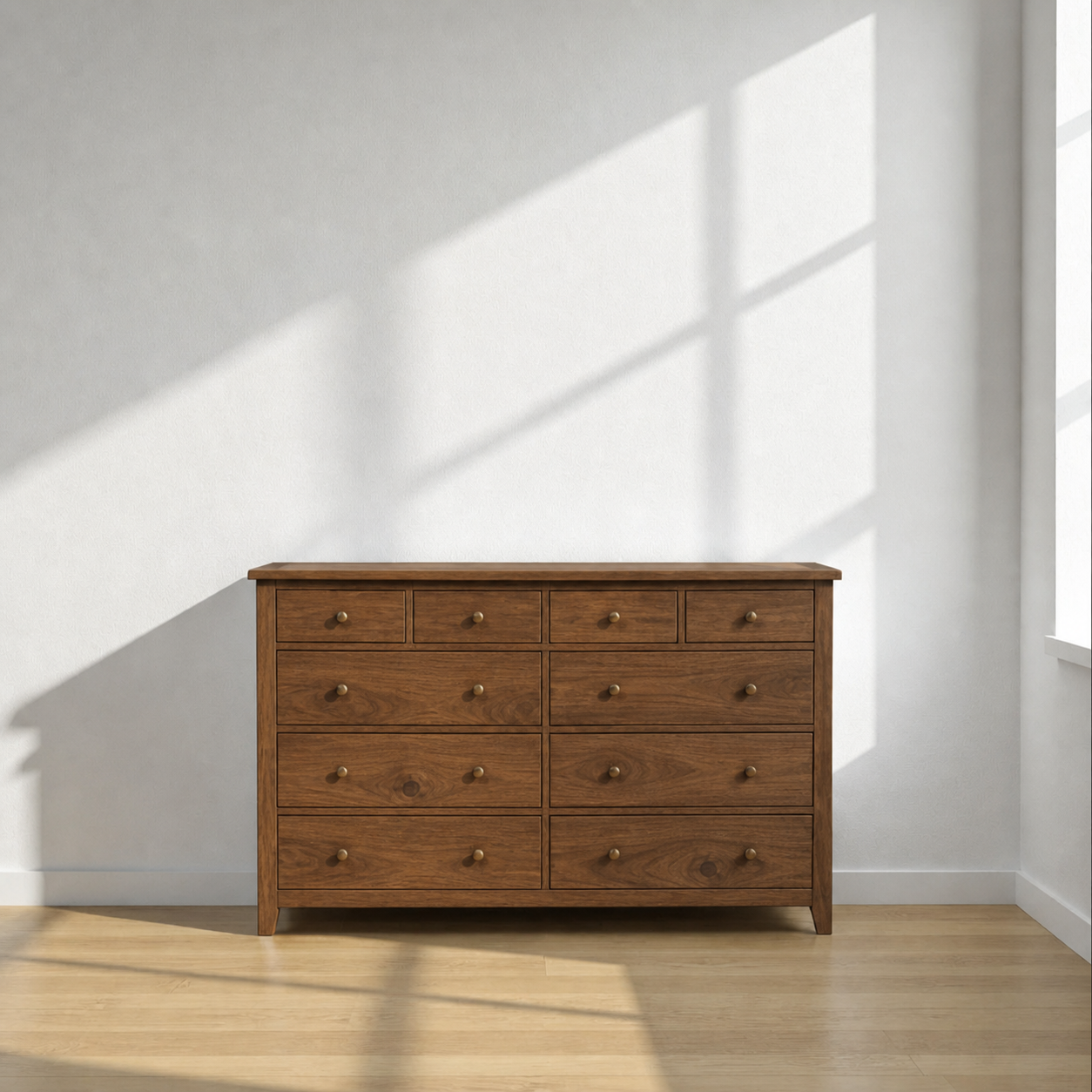 Cómoda de Madera 10 Cajones Máxima Capacidad de Almacenamiento - Café - 150x40x90 cm-1