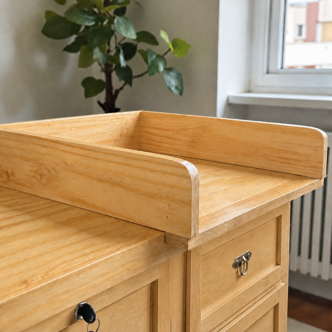 Cómoda Mudador de Madera 9 Cajones Mueble Cambiador Ergonómico - Natural - 120x40x90 cm-3