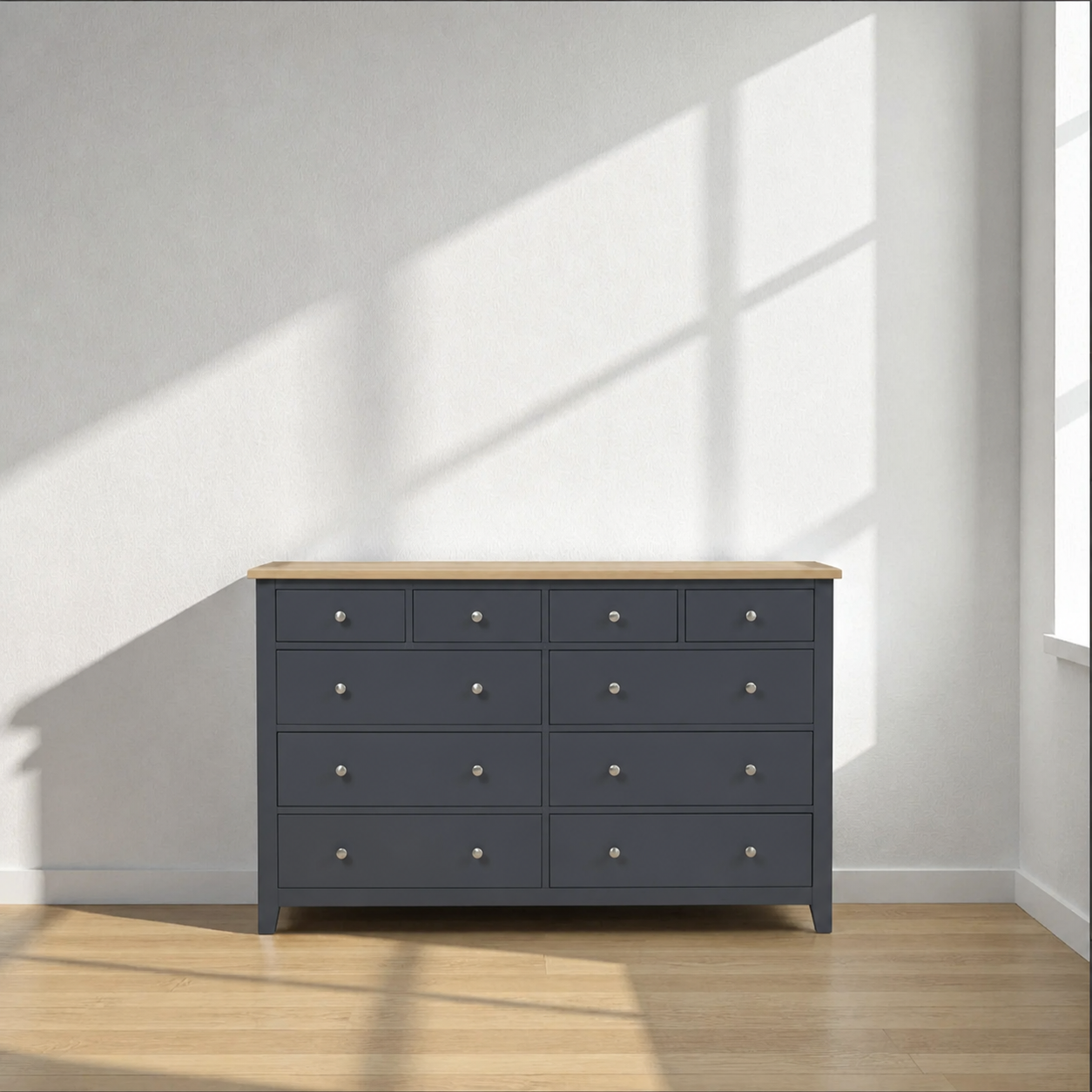 Cómoda de Madera 10 Cajones Máxima Capacidad de Almacenamiento - Gris Grafito - 150x40x90 cm-1