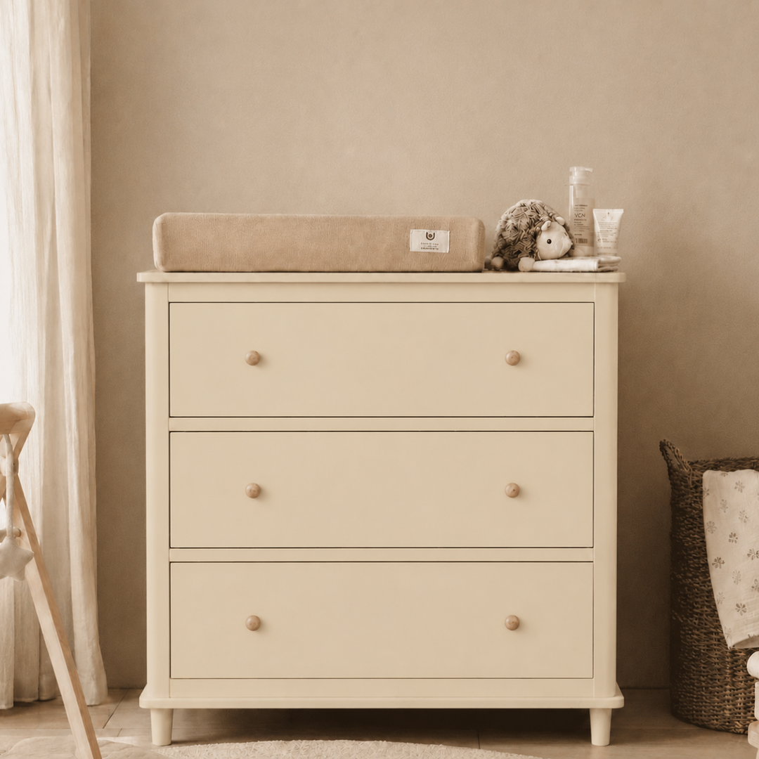 Cómoda Mudador "Tricahue" 3 Cajones Mueble de Lenga Natural - Beige - 100x40x90 cm-0