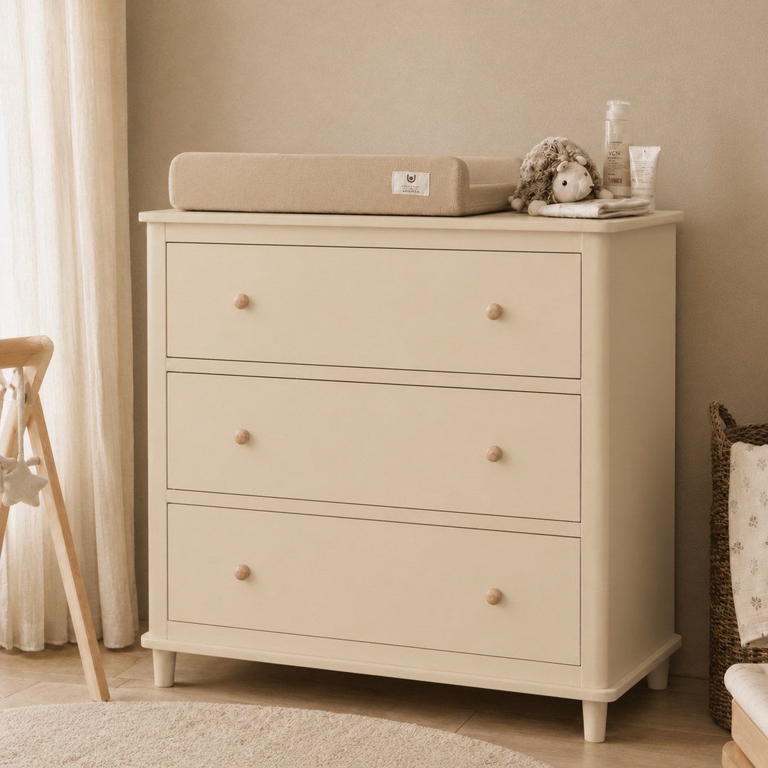 Cómoda Mudador "Tricahue" 3 Cajones Mueble de Lenga Natural - Beige - 100x40x90 cm-2