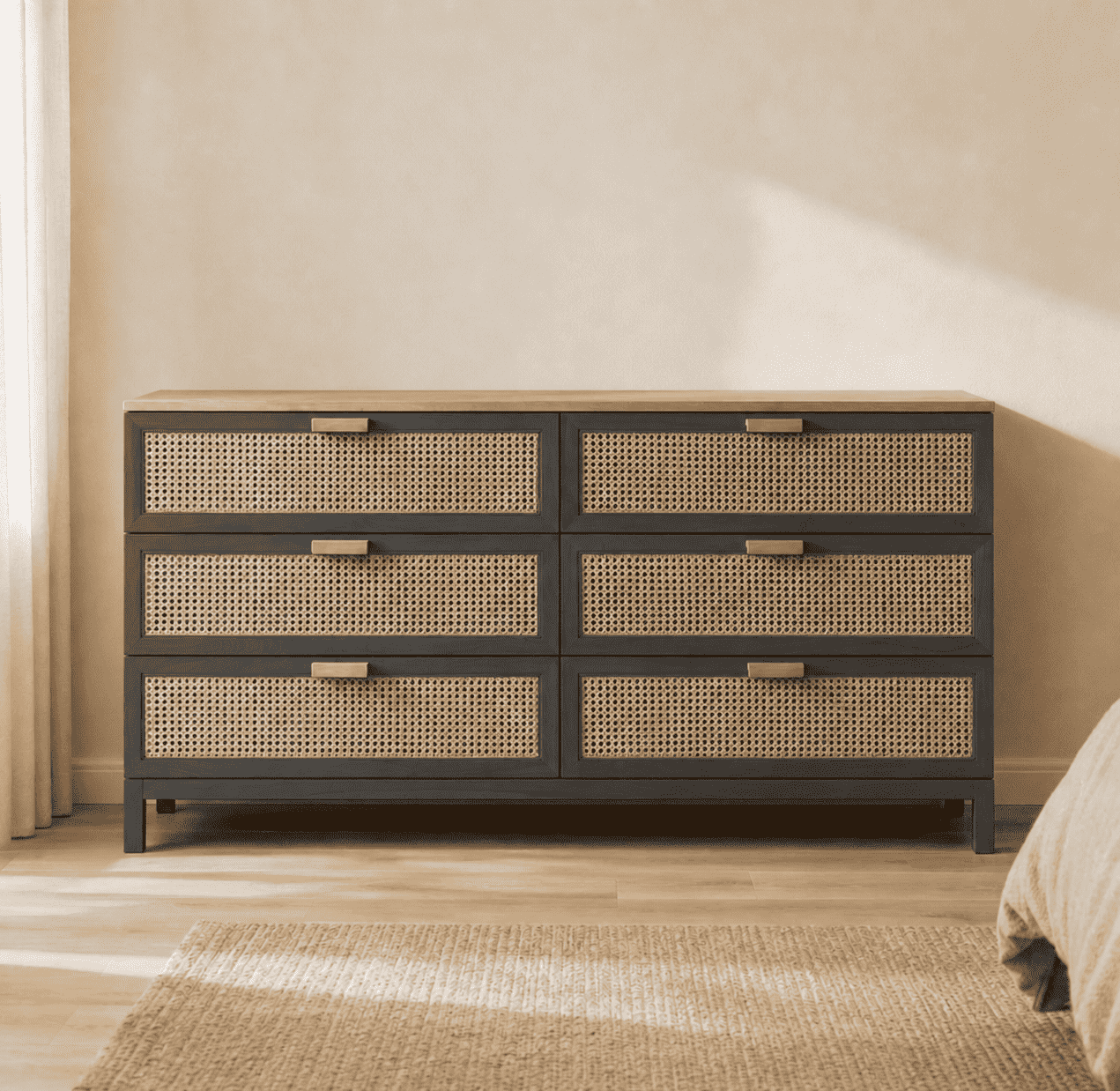 Cómoda "Huilo" 6 Cajones - Gris Grafito - 120x40x90 cm-0