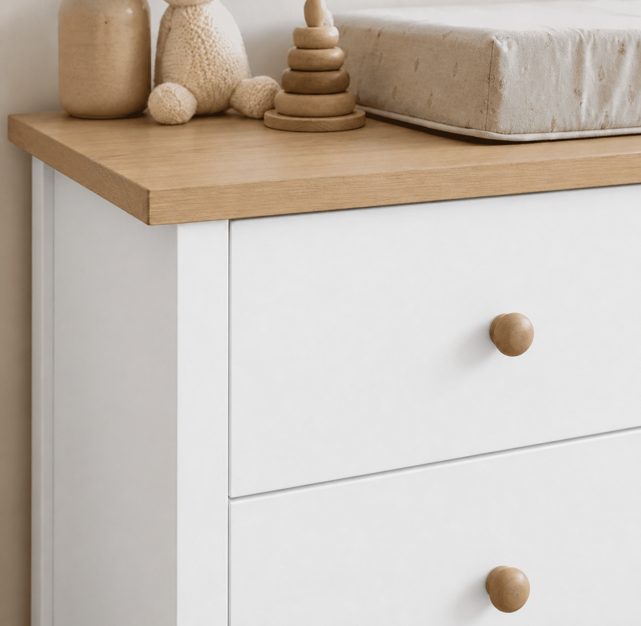 Cómoda "Pelú" 4 Cajones Mueble de Bebé - Blanco - 100x40x90 cm-2