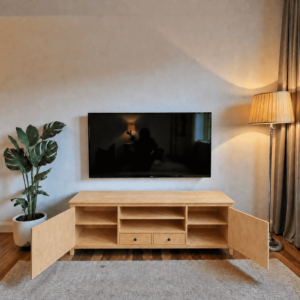 Rack TV "Rustic Luxury" Mueble de Televisión de Madera - Natural - 150x40x65 cm-1