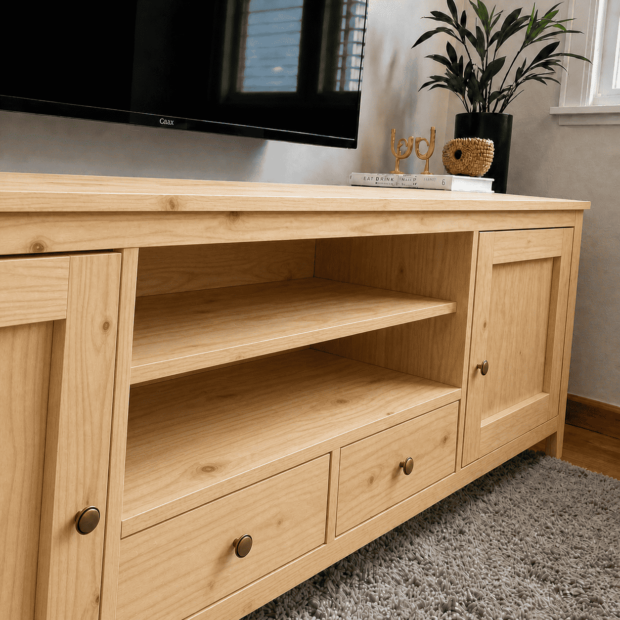 Rack TV "Rustic Luxury" Mueble de Televisión de Madera - Natural - 150x40x65 cm-2