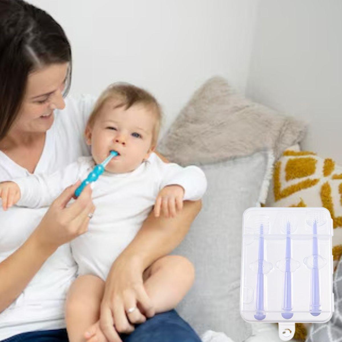 SET 5 CEPILLOS DE DIENTES SILICONA SUAVE PARA BEBE LAU-2