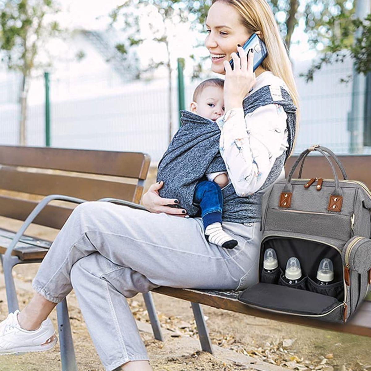 MOCHILA PAÑALERA INFANTIL CON MONEDERO VIAJE BEBE LAU-3