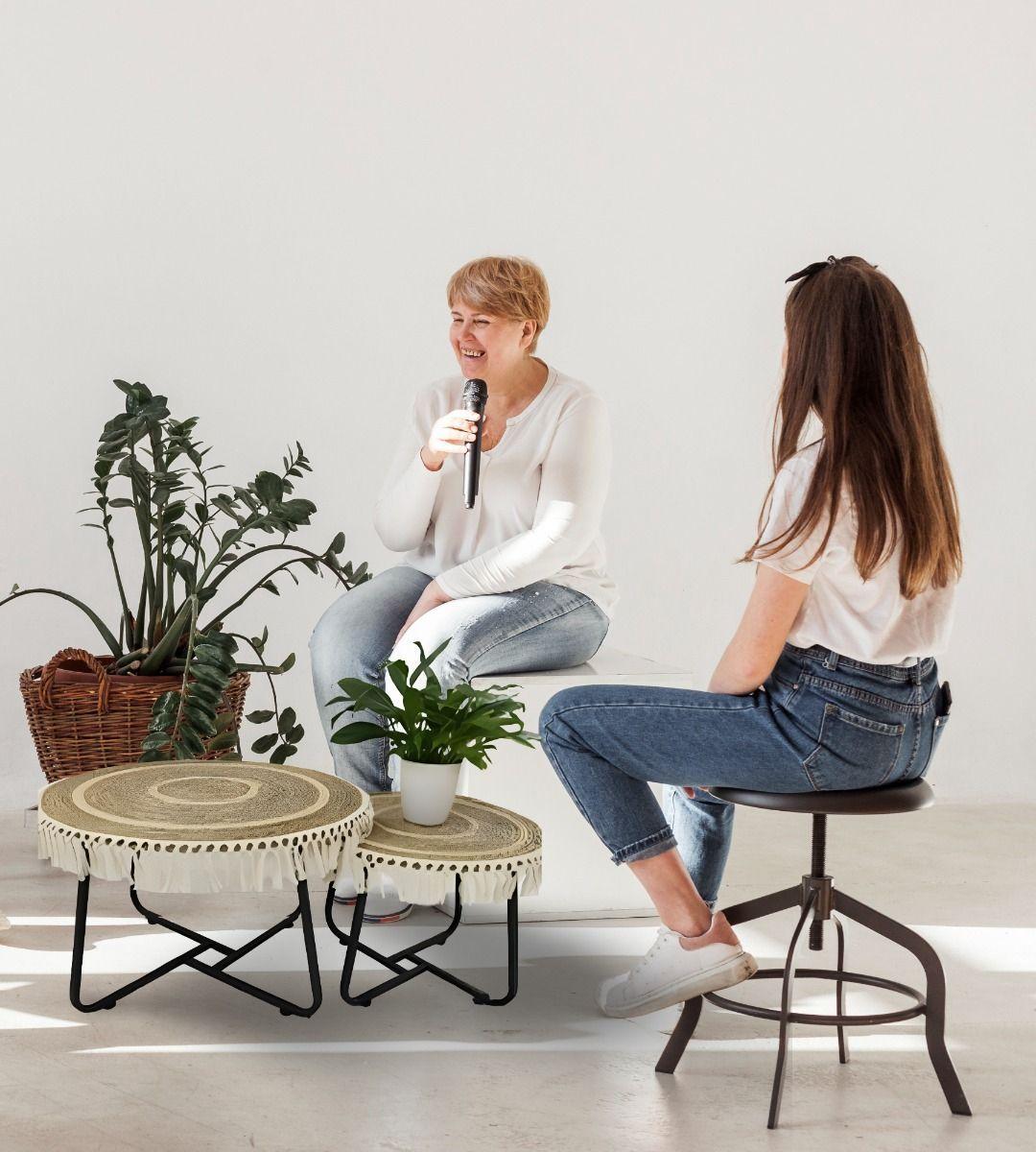 Set Mesa Centro Lateral Redonda Elegante Decorativa Jhn-3