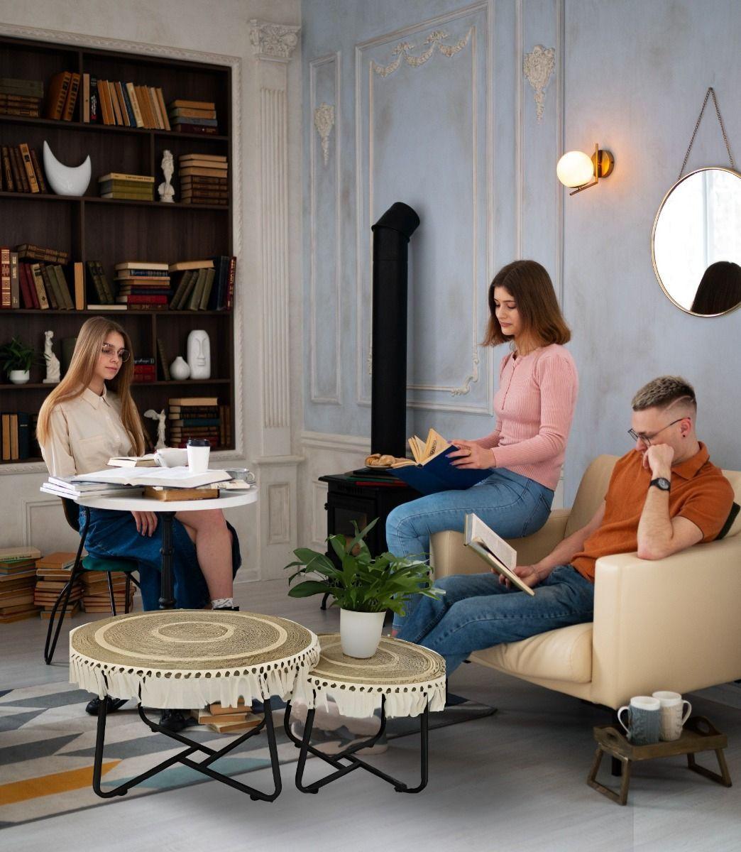 Set Mesa Centro Lateral Redonda Elegante Decorativa Jhn-5