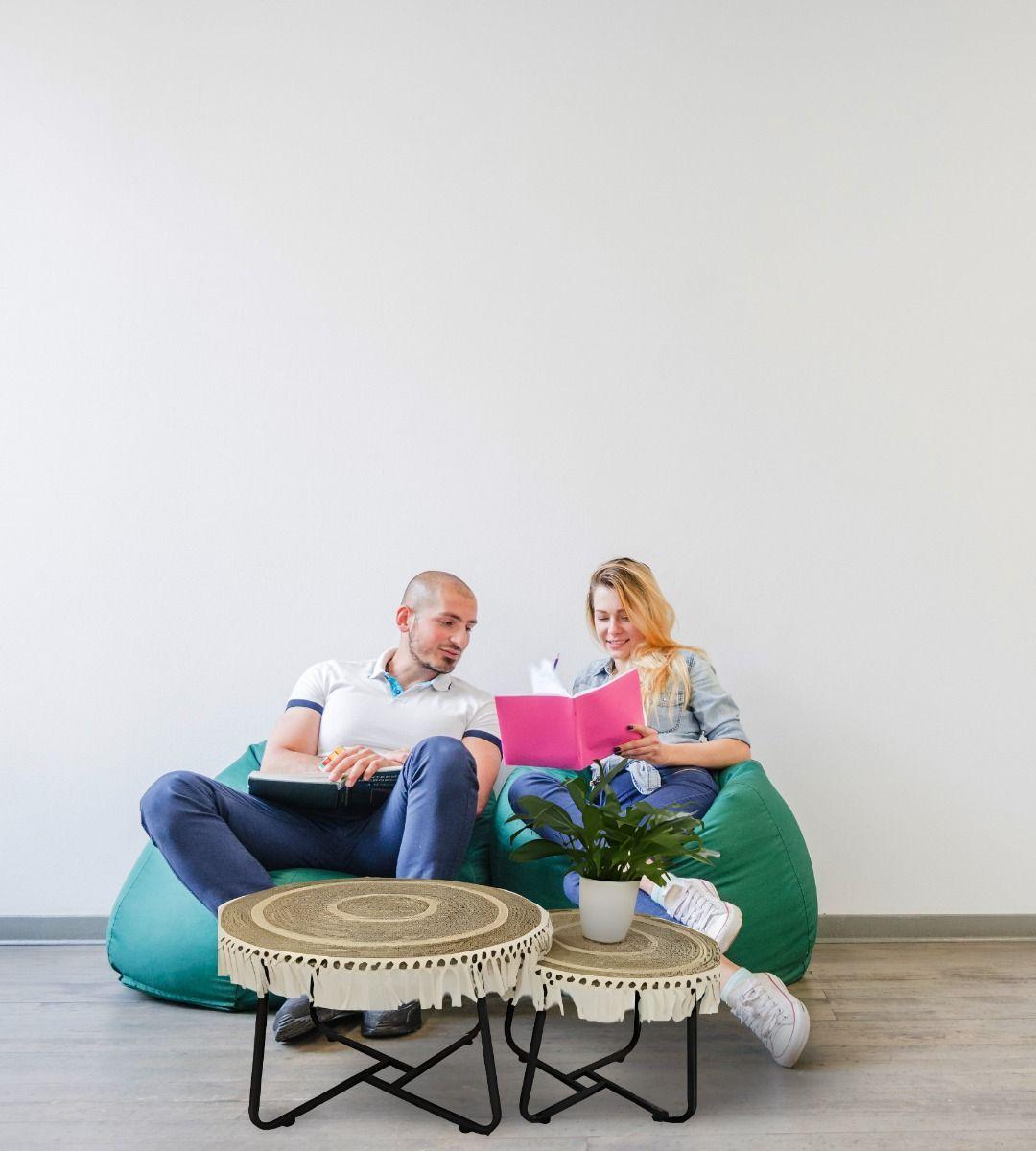 Set Mesa Centro Lateral Redonda Elegante Decorativa Jhn-7