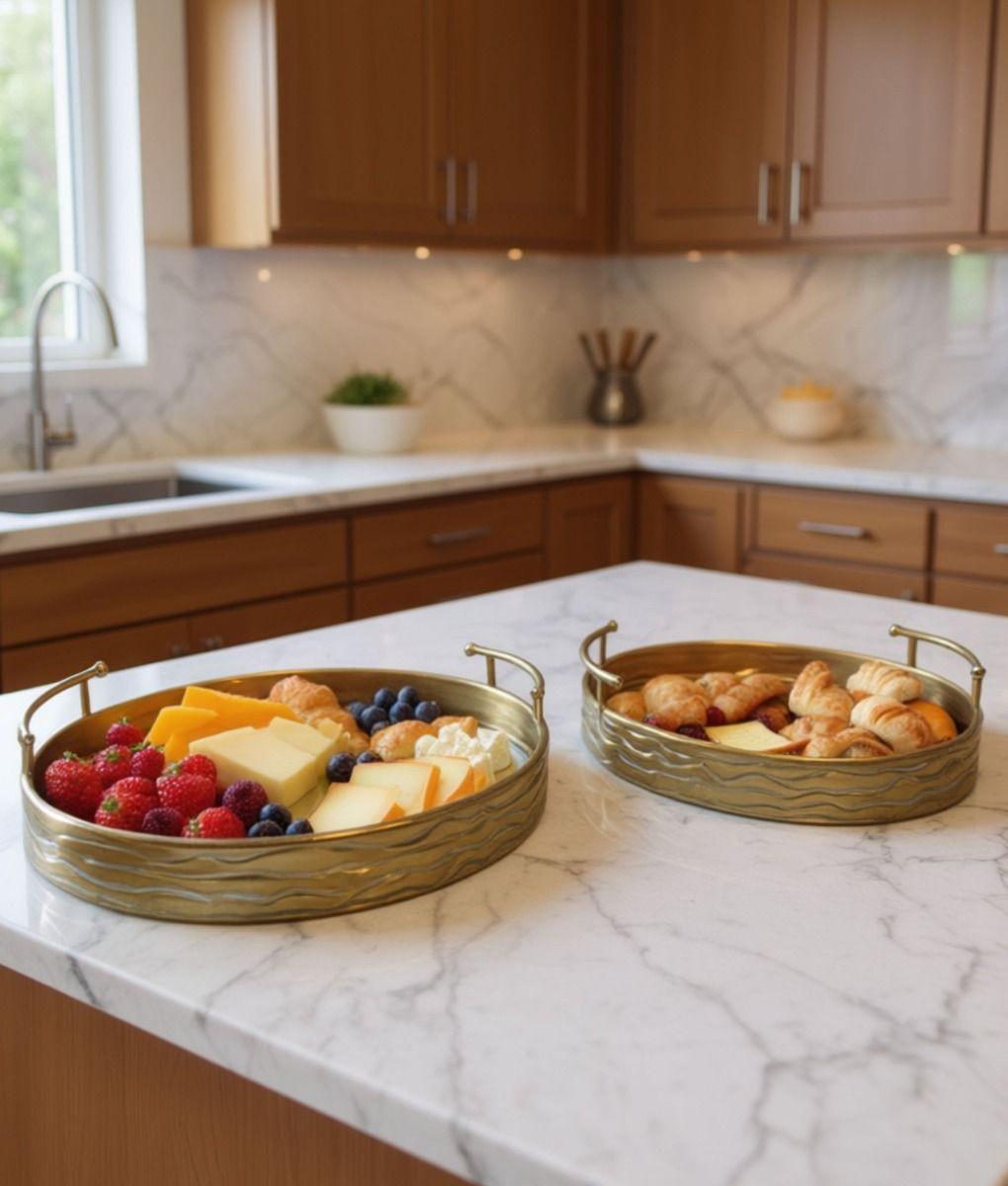 Set 2 Bandejas Decorativas Funcional Diseño Elegante Jhn-5