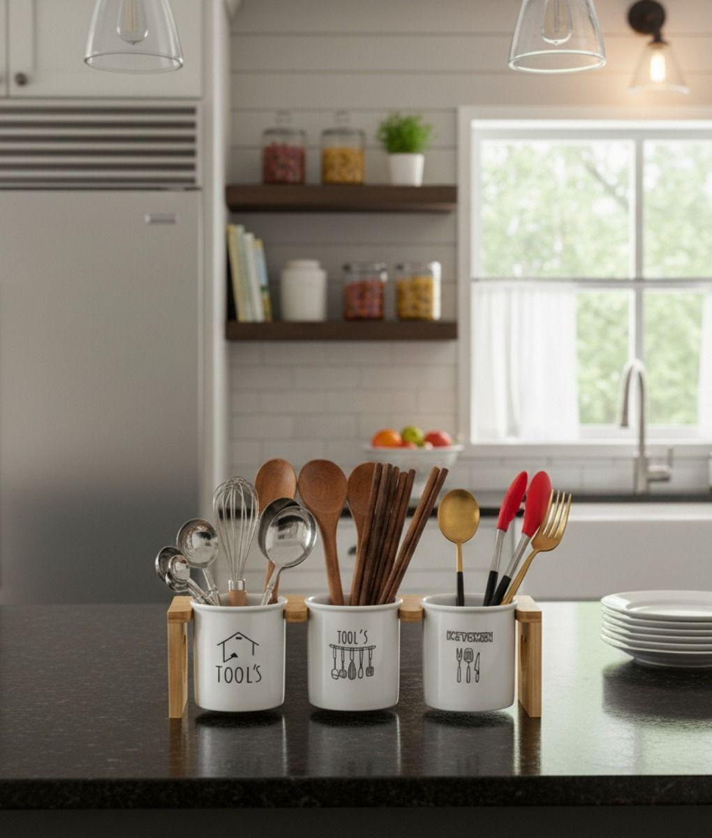 Set Organizador Cubiertos Utensilios Moderno 3 Pzas Jhn-7