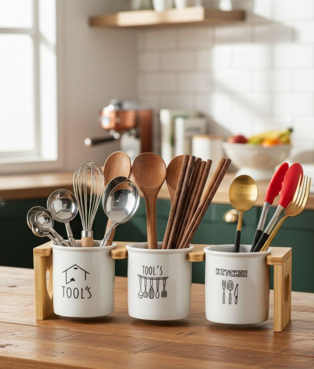 Set Organizador Cubiertos Utensilios Moderno 3 Pzas Jhn-8