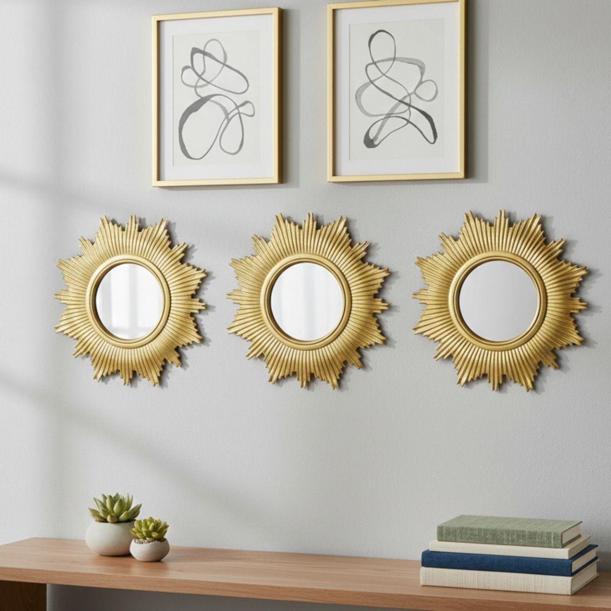Set 3 Espejo Decorativo Pared Inspiración Solar Adorno Jhn-4