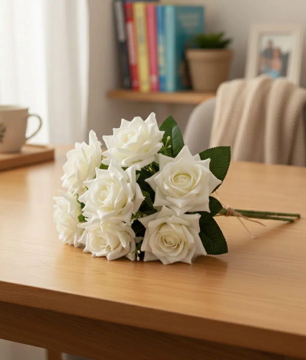 Set 2 Ramo Floral Artificial Rosas Decorativas Adorno Jhn-7