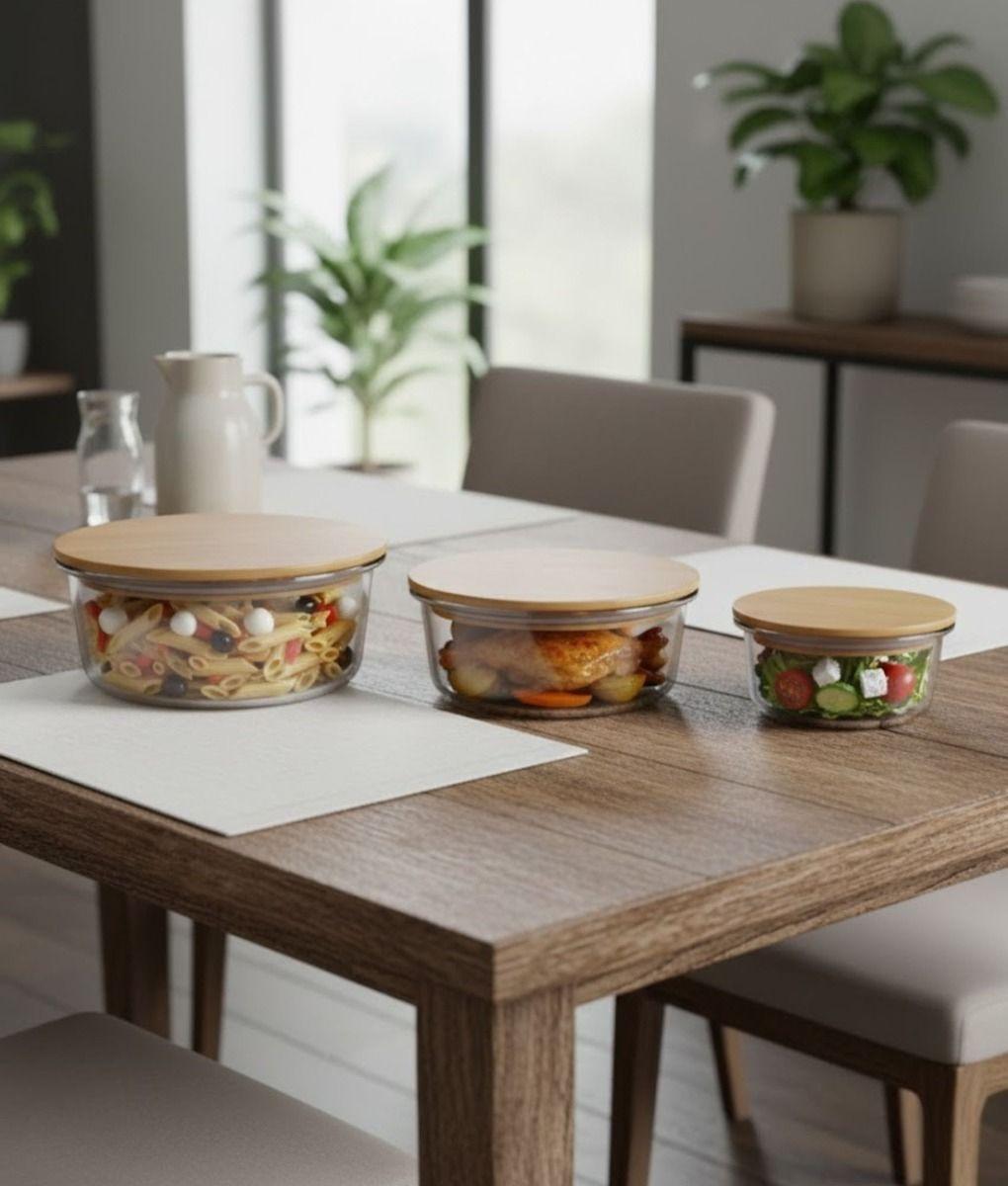 Juego 3 Bowl Recipiente Tapa Almacenamiento Organizador Jhn-7