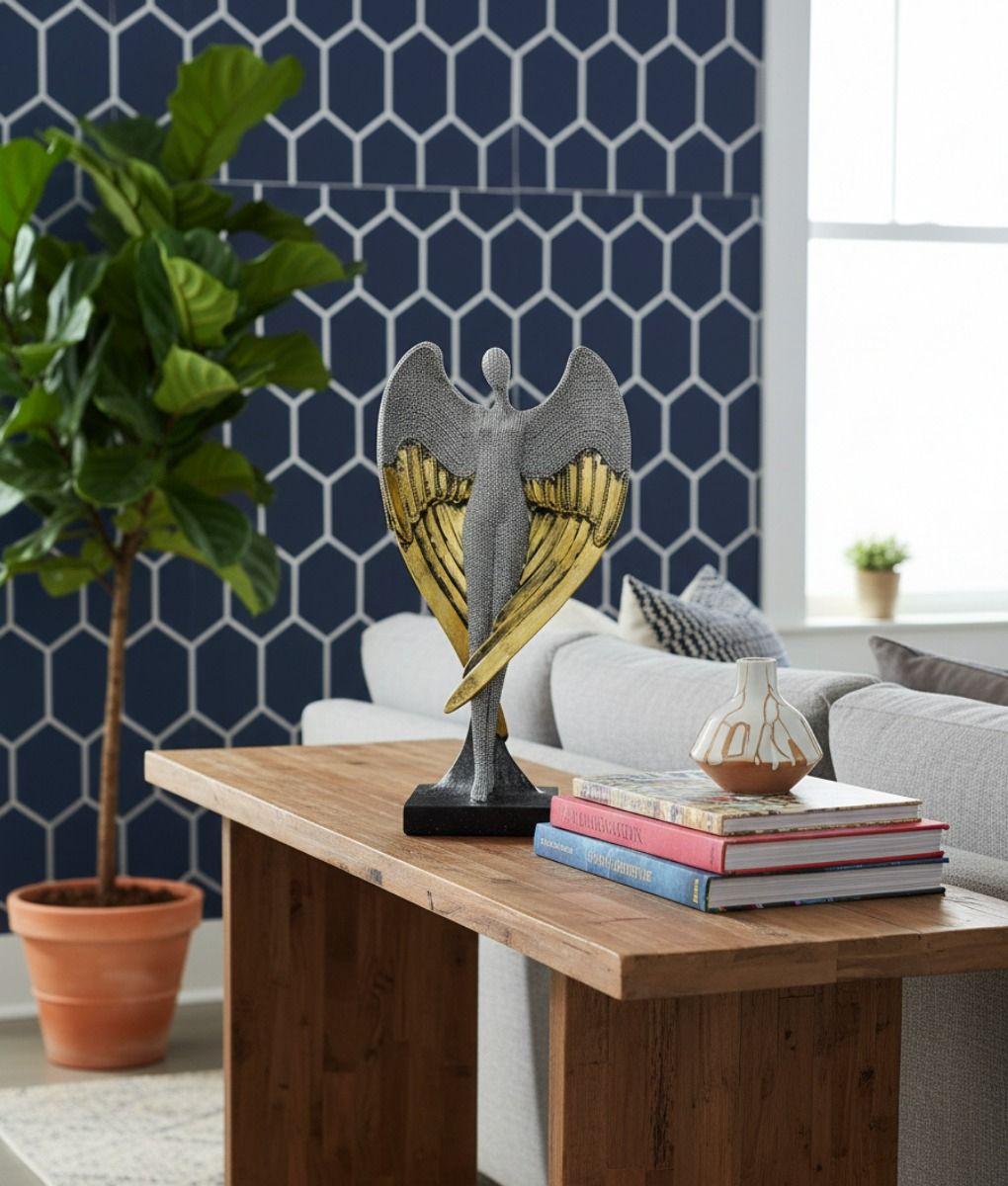 Estatua Ángel Guardián Alado Escultura Decorativa Jhn-5