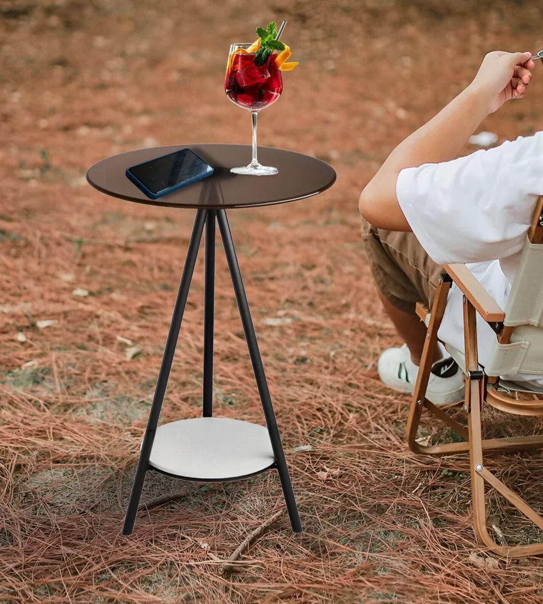 Mesa Redonda 2 Niveles Vidrio Templado Decorativa Jhn-2