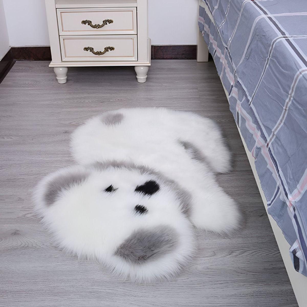 Alfombra Moderna Koala Antideslizante Blanco Gris Jhn-0