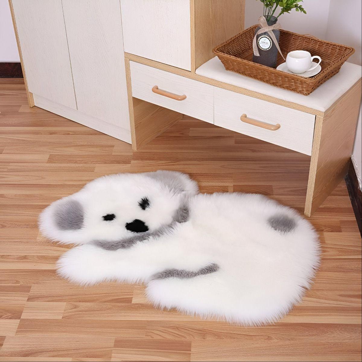 Alfombra Moderna Koala Antideslizante Blanco Gris Jhn-4