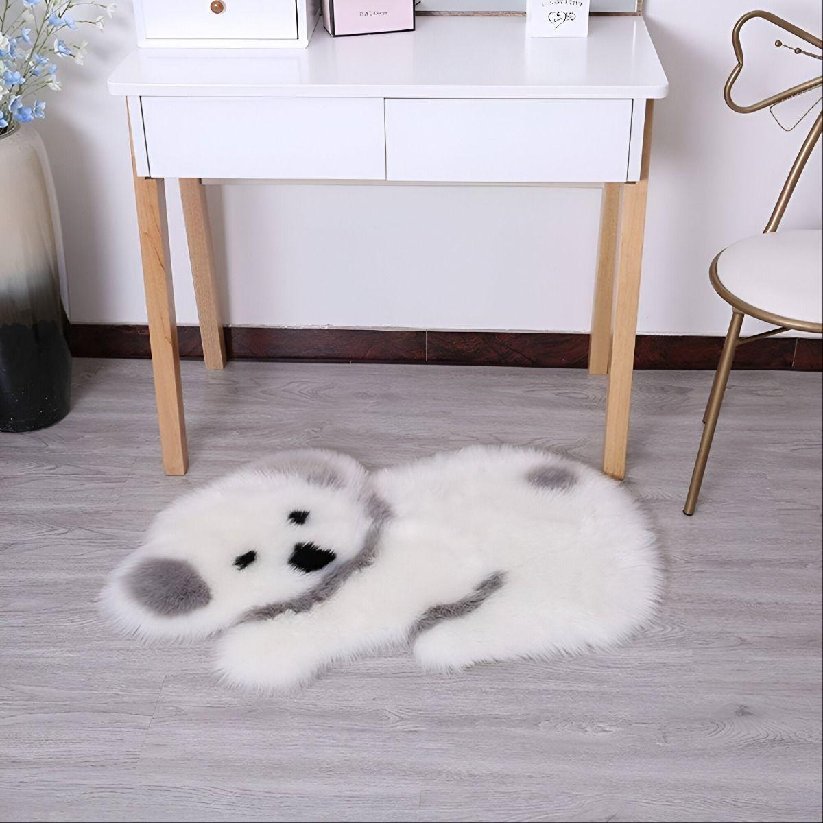Alfombra Moderna Koala Antideslizante Blanco Gris Jhn-3