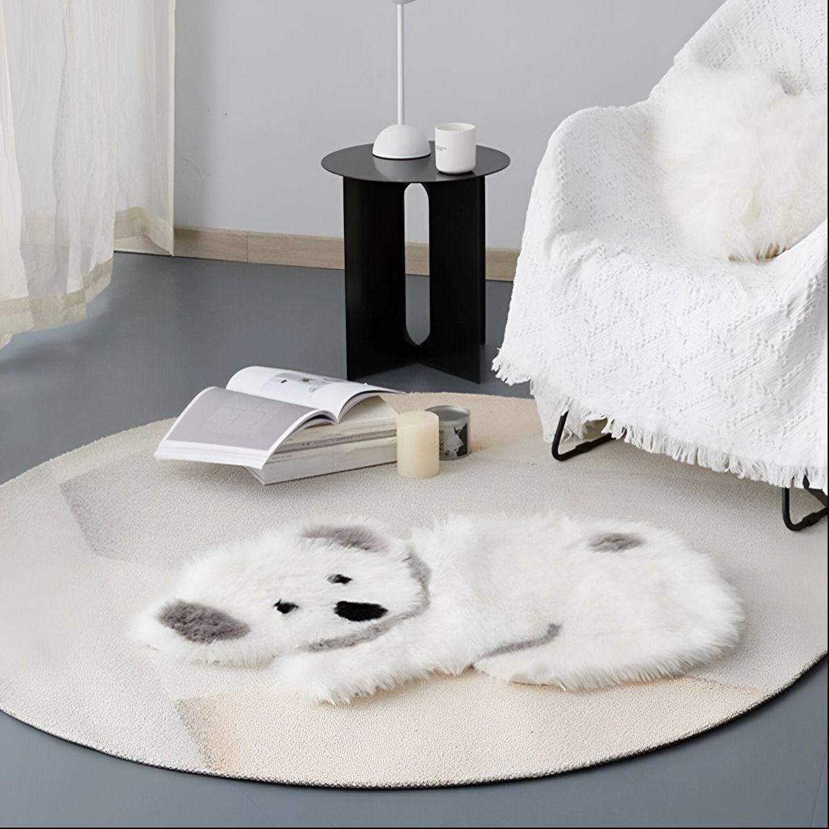 Alfombra Moderna Koala Antideslizante Blanco Gris Jhn-5