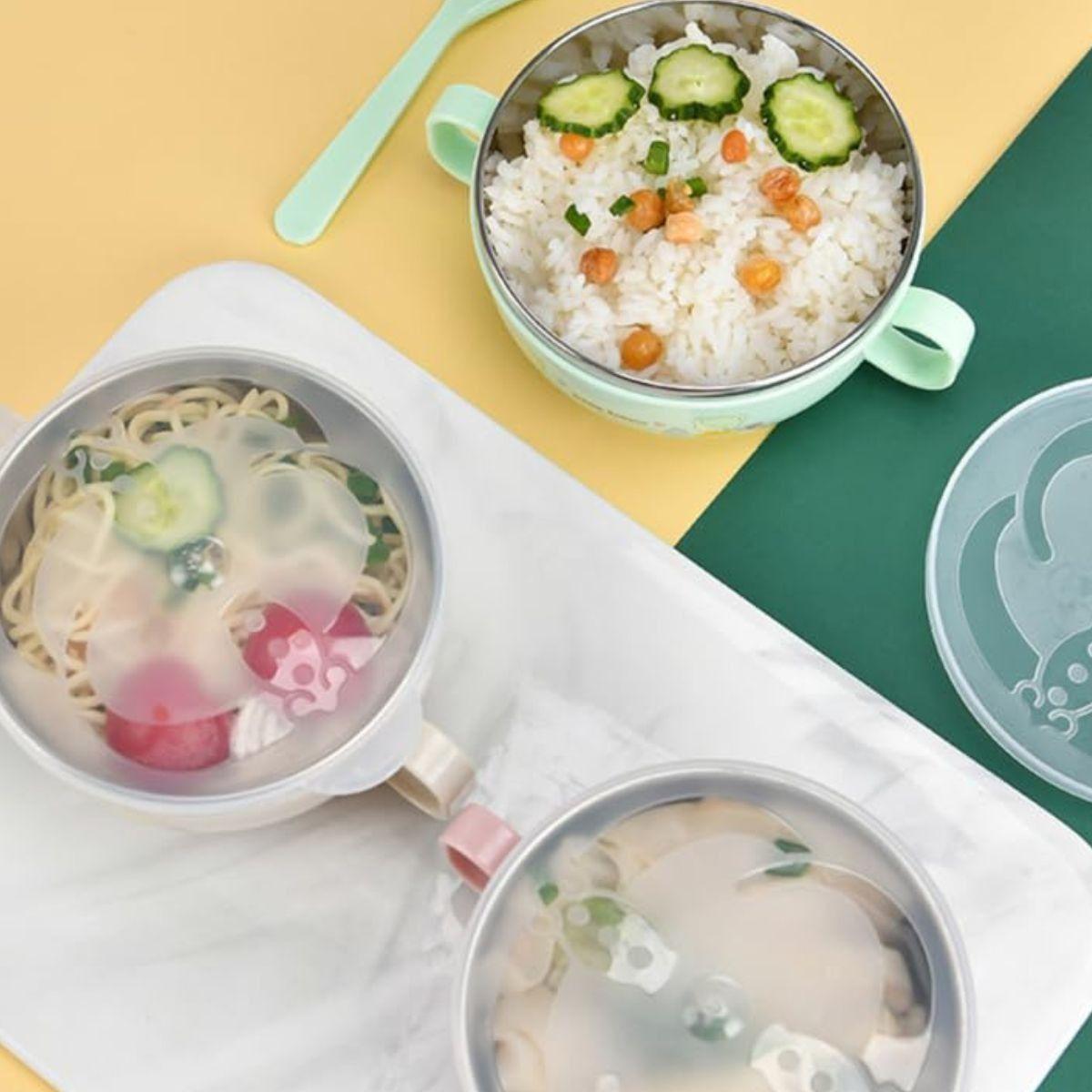 SET 2 PLATOS CUENCO TERMICAS INFANTIL DIVERTIDO BEBE LAU-2