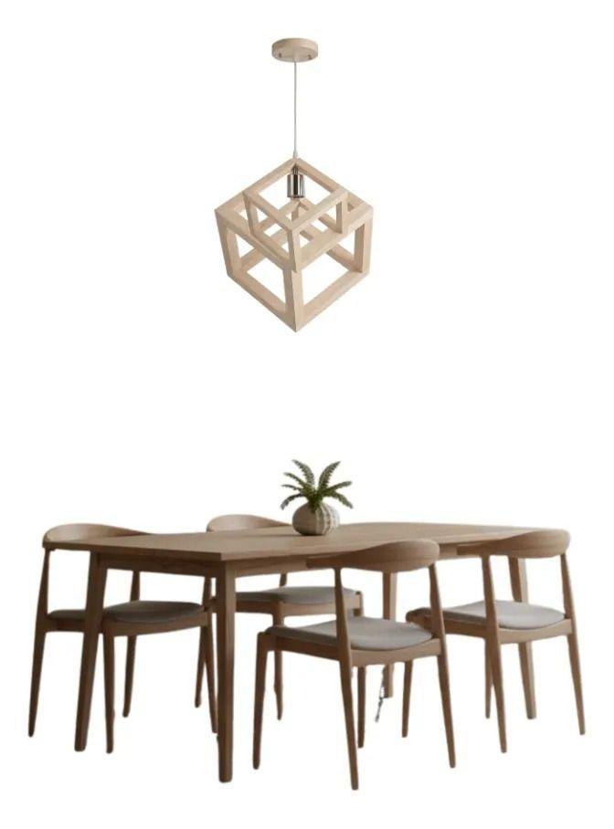 Lámpara Colgante Flotante Diseño Geométrico Madera ALJ-1