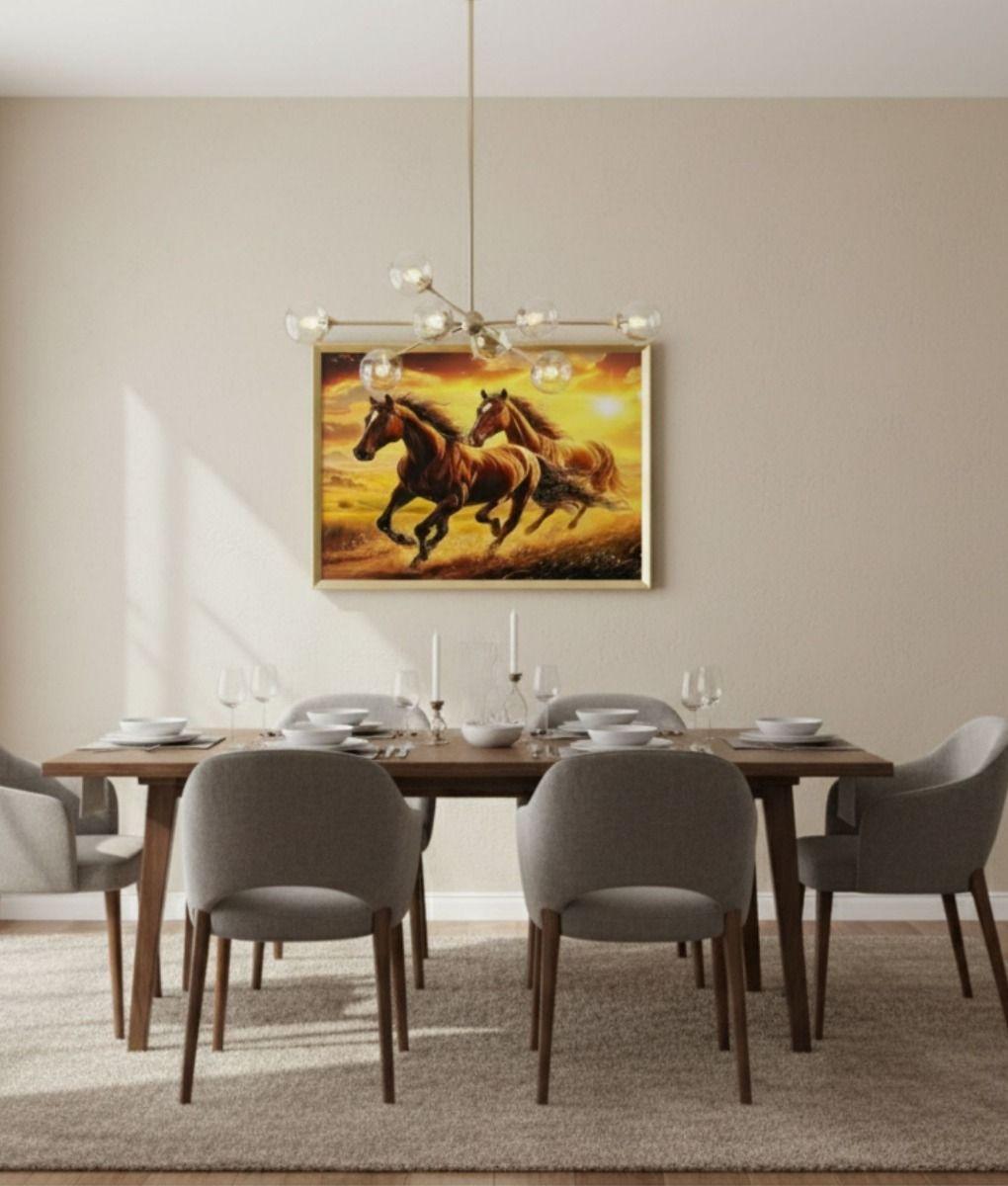 Cuadro Decorativo Escena Caballos Marco Adorno Hogar Jhn-6