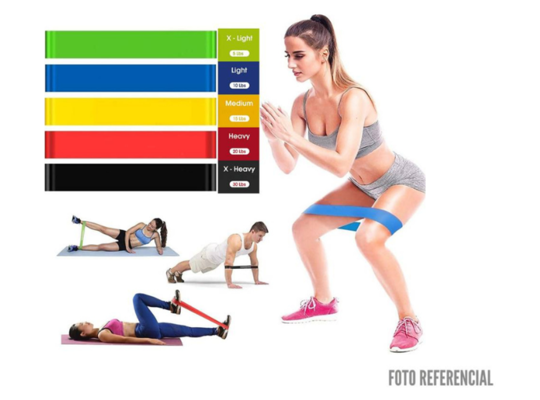 Set 4 Bandas Elasticas Resistencia Entrena Gym Hogar Lau-8
