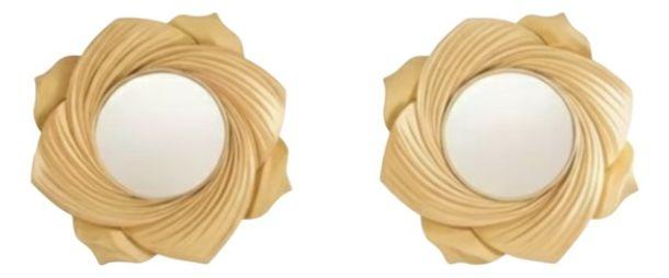 Set 2 Espejo Decorativo Pared Pétalo Flor Remolino Jhn-0
