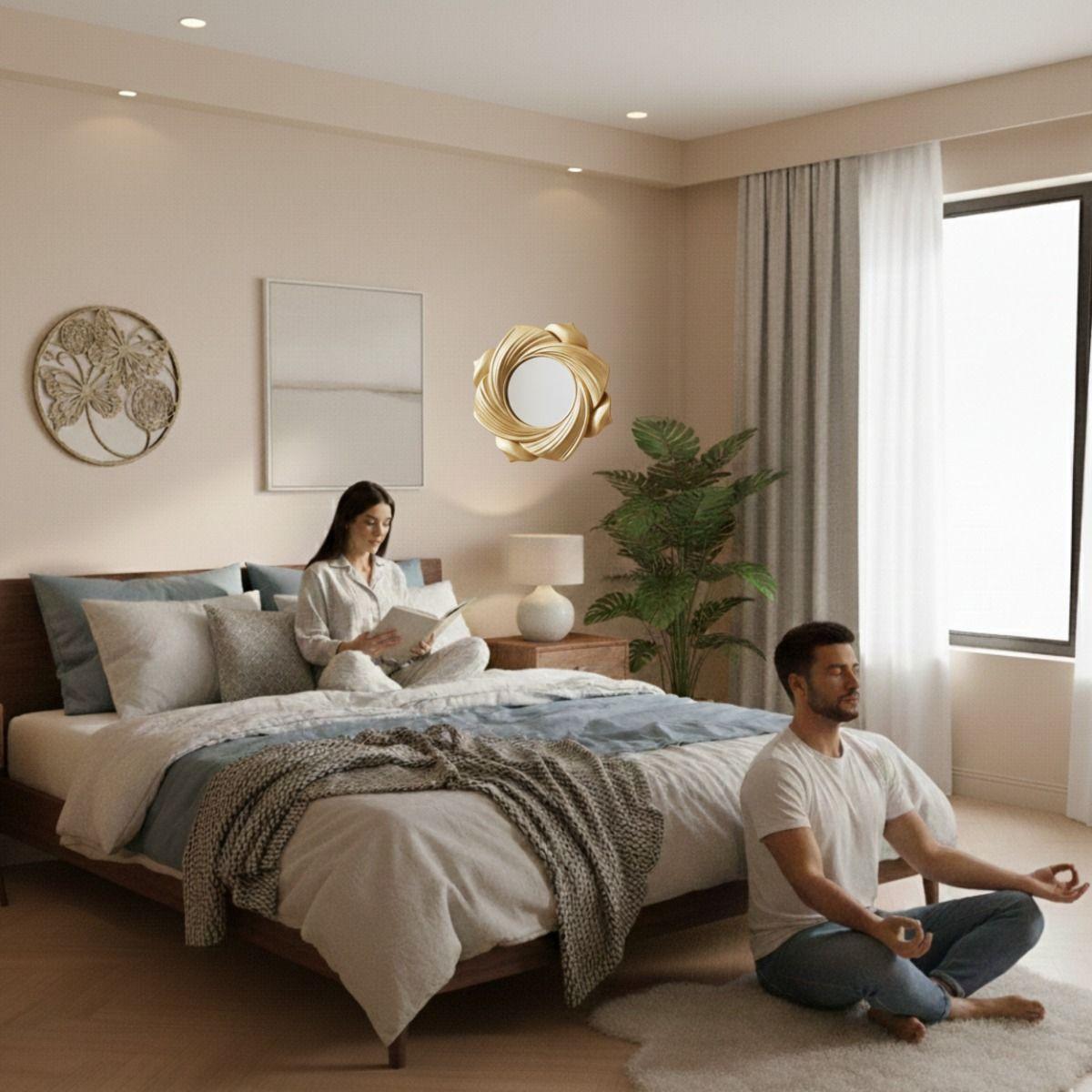 Set 2 Espejo Decorativo Pared Pétalo Flor Remolino Jhn-4