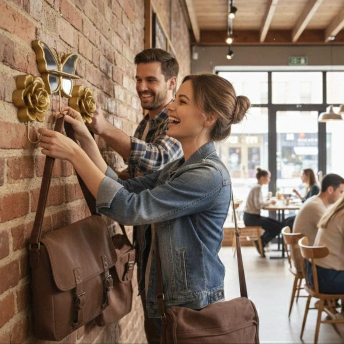 Set 3 Perchero Decorativo Pared Gancho Mariposa Rosa Jhn-2