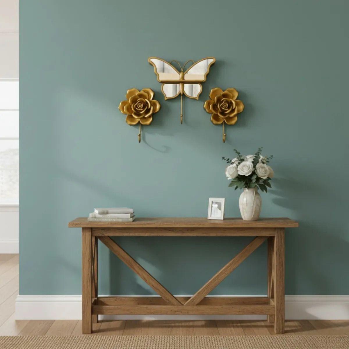 Set 3 Perchero Decorativo Pared Gancho Mariposa Rosa Jhn-6