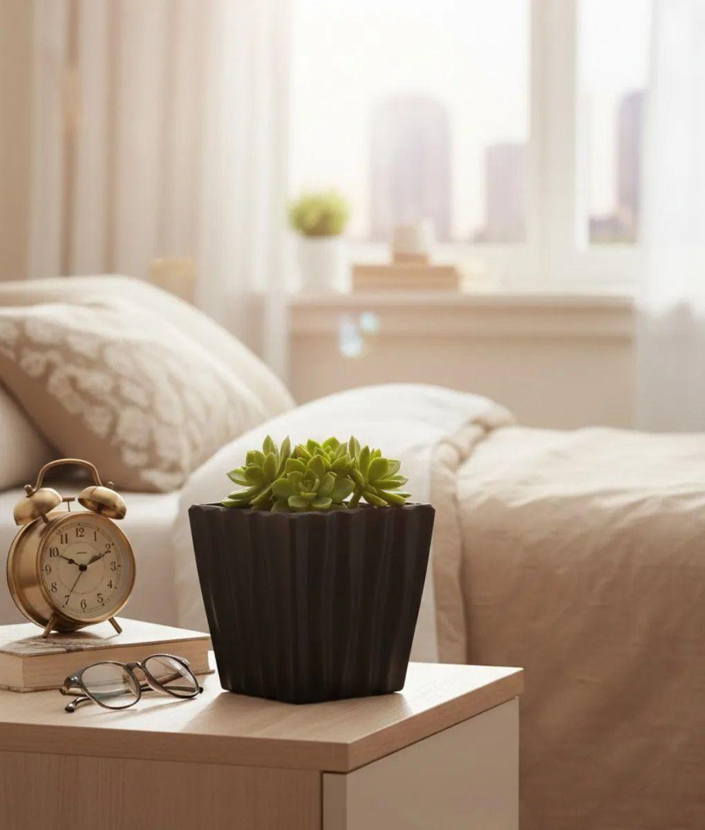 Set 4 Macetero Decorativo Cubo Texturizado Compacto Jhn-7