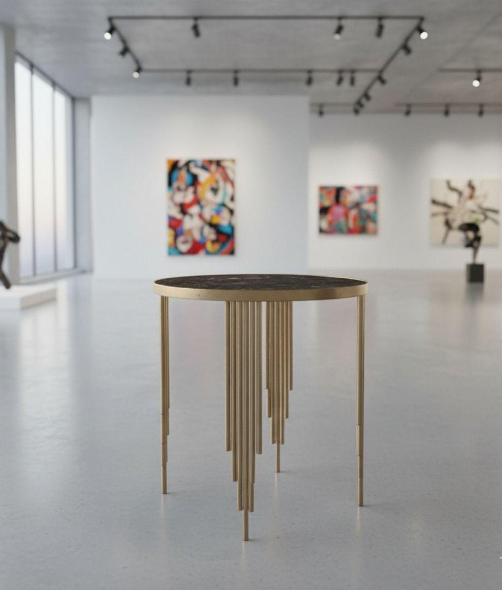 Mesa Auxiliar Redonda Diseño Geométrico Elegante Jhn-4