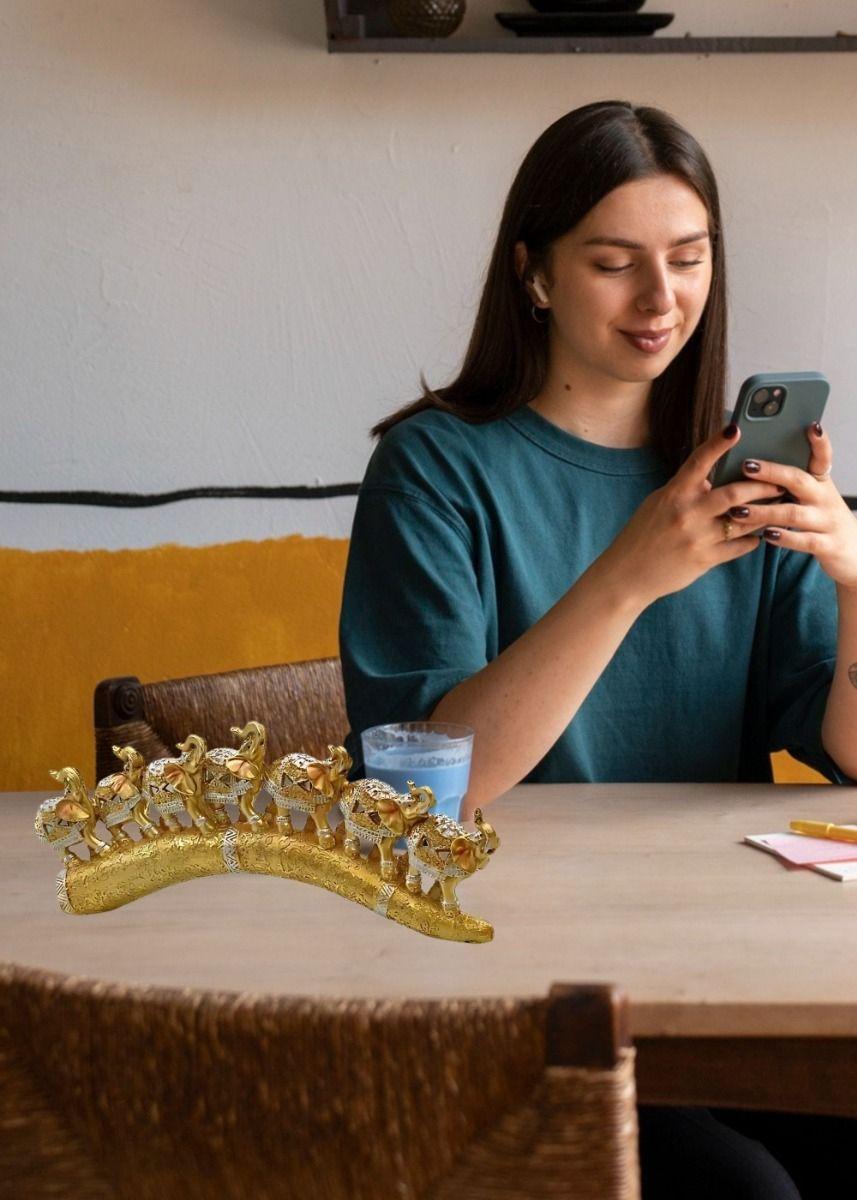 Estatua Decorativa Colmillo Elefantes Suerte Hogar Jhn-5