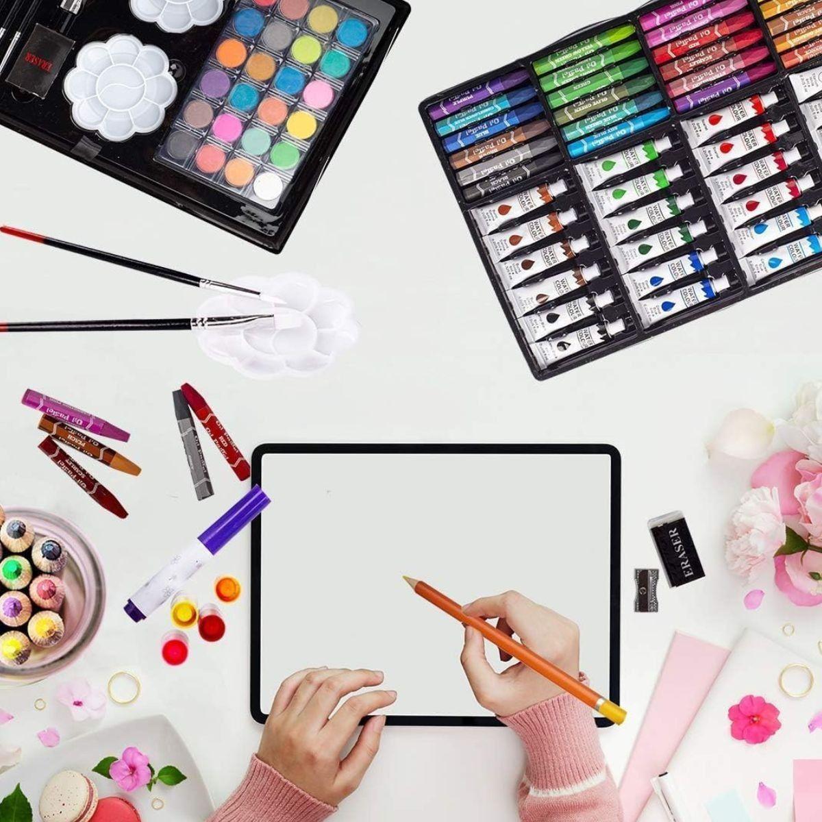 MALETA ARTE 208 CRAYONES ARTE ACUARELA COLORES NIÑAS LAU-7