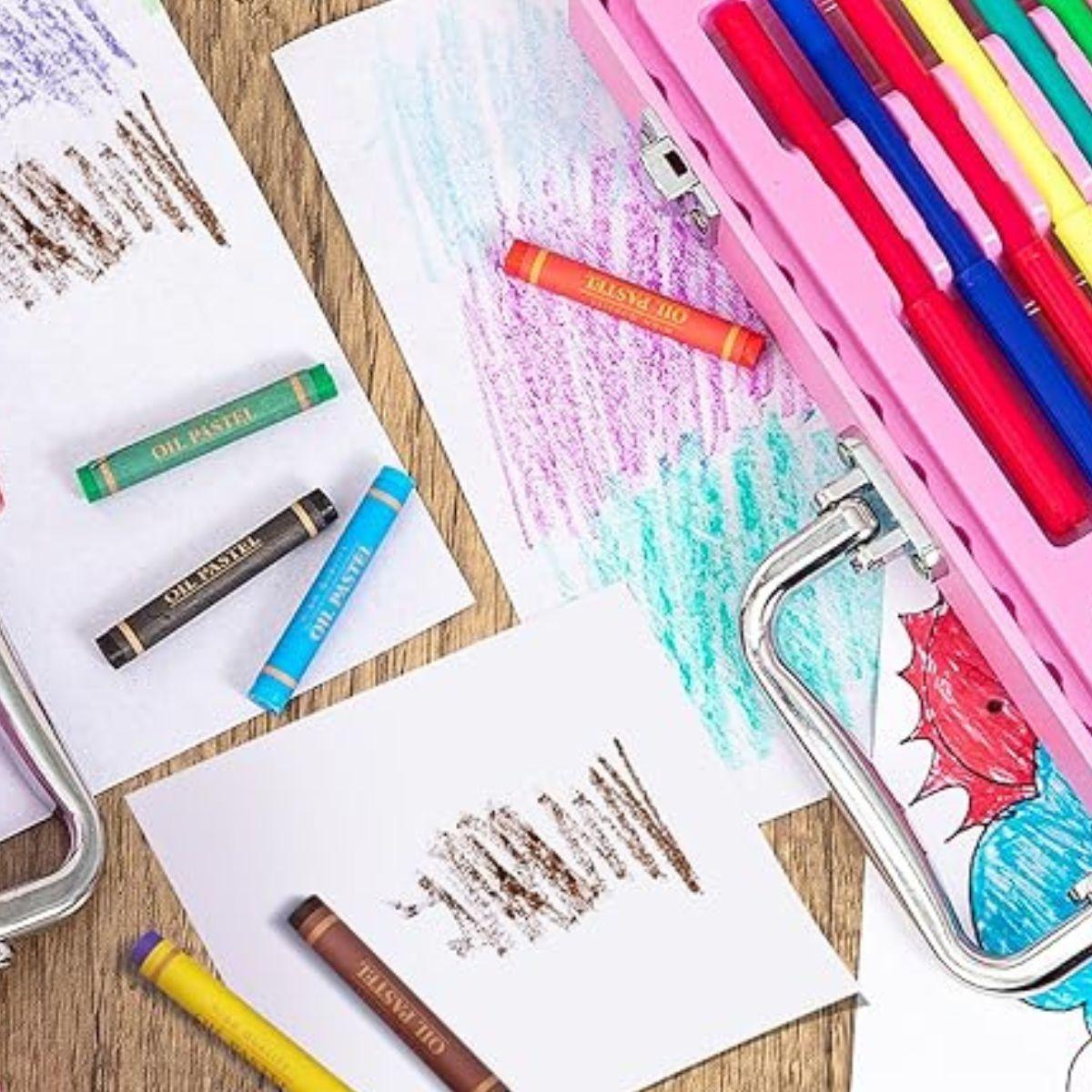 MALETA ARTE 208 CRAYONES ARTE ACUARELA COLORES NIÑAS LAU-8
