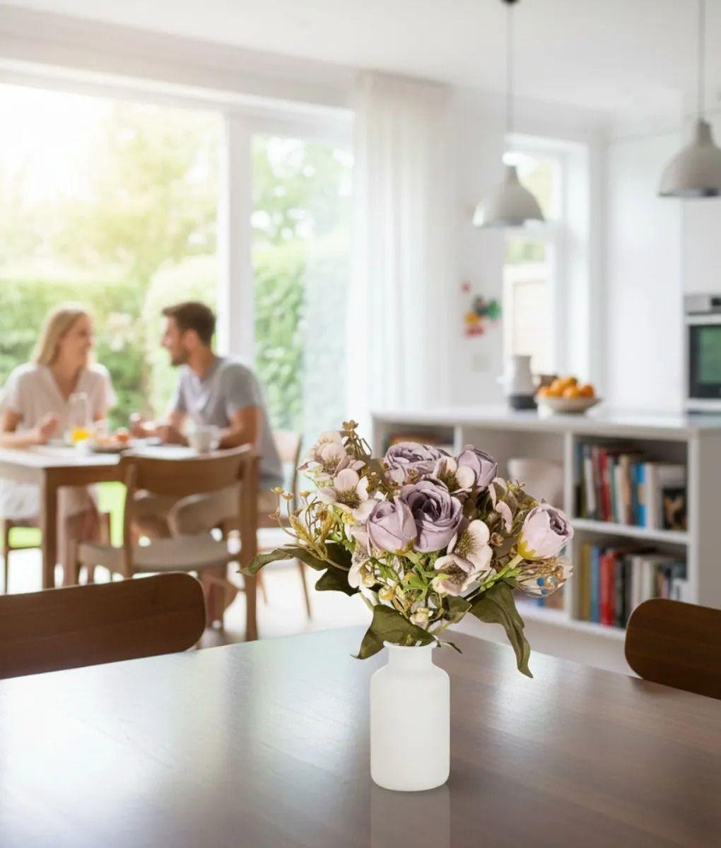 Set 4 Flores Artificiales Silvestres Ramo Rosas Vintage Jhn-4