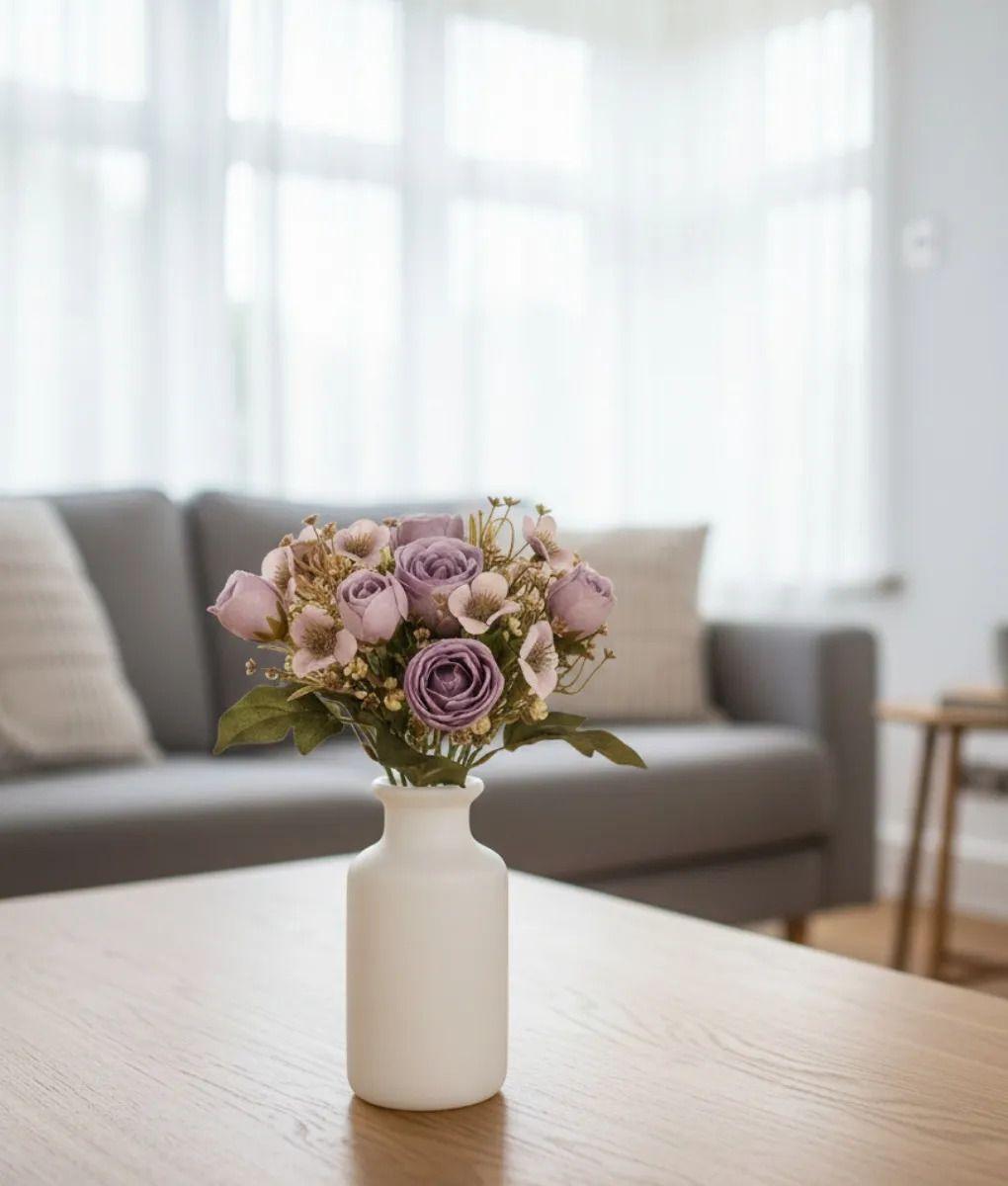 Set 4 Flores Artificiales Silvestres Ramo Rosas Vintage Jhn-8