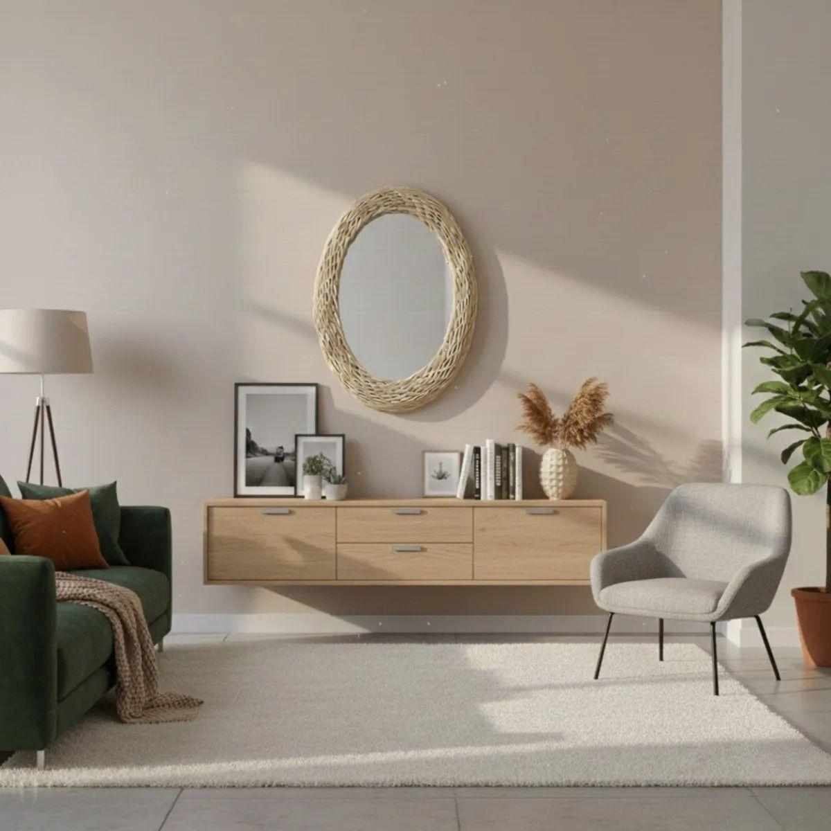 Espejo Decorativo Pared Estilo Ovalado Marco Artesanal ALJ-4