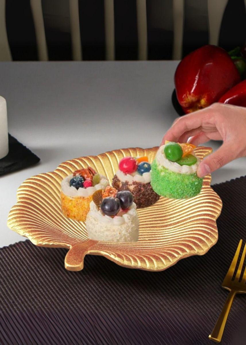 Set 3 Plato Base Decorativo Hoja Tropical Mesa Frutero Jhn-4