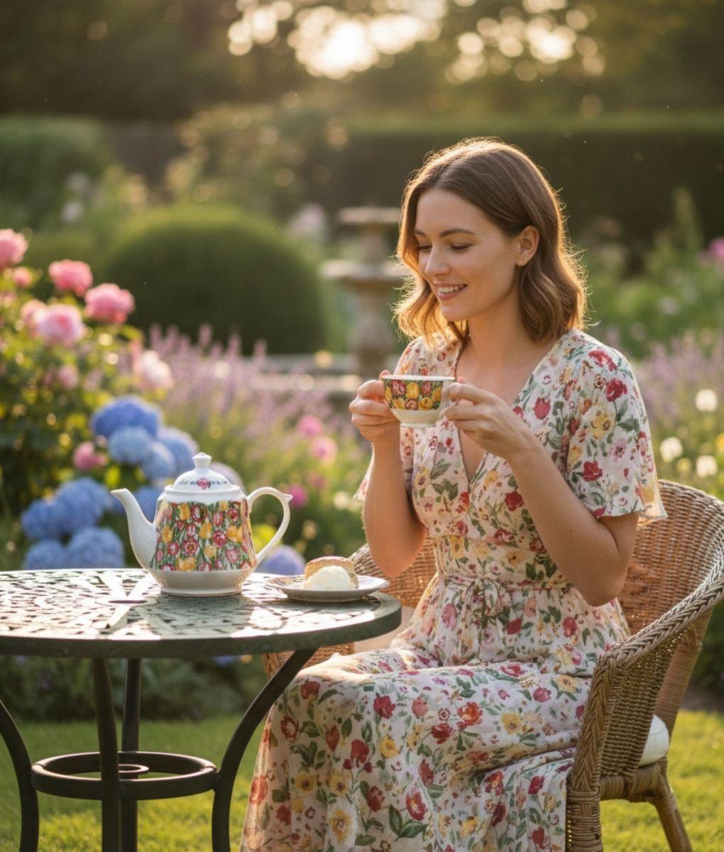 Tetera Diseño Primavera Floral Elegante Decoración Hogar Jhn-5