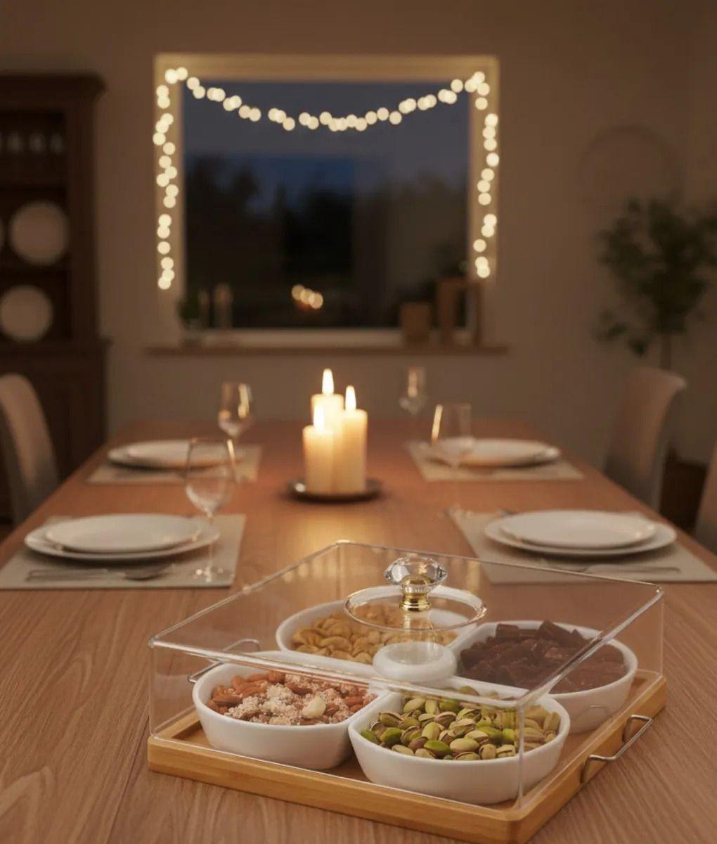 Juego Soporte Organizador Snacks Base Bambú 4 Espacio Jhn-9