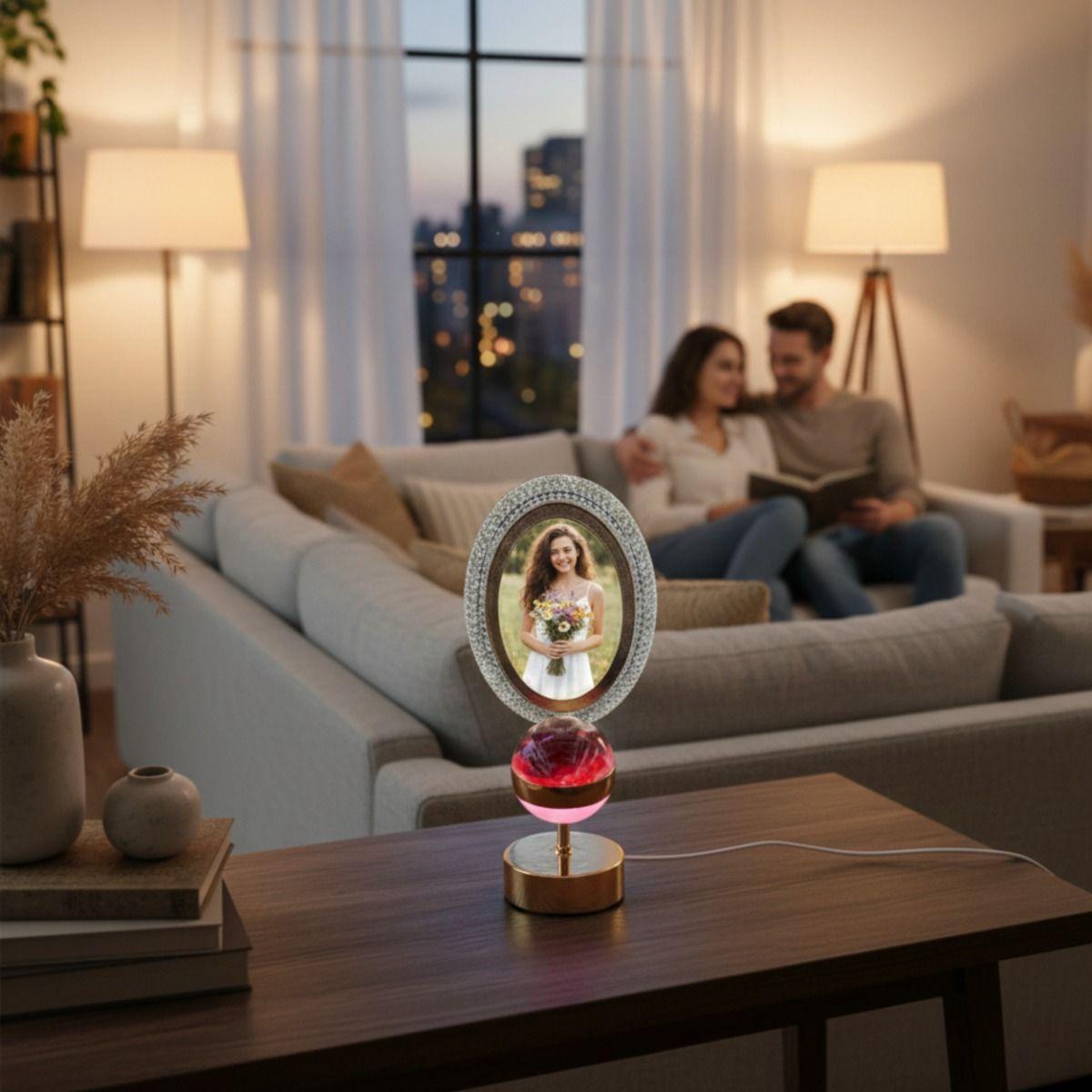 Portarretrato Digital Mesa Decorativo Esfera Iluminada Jhn-2