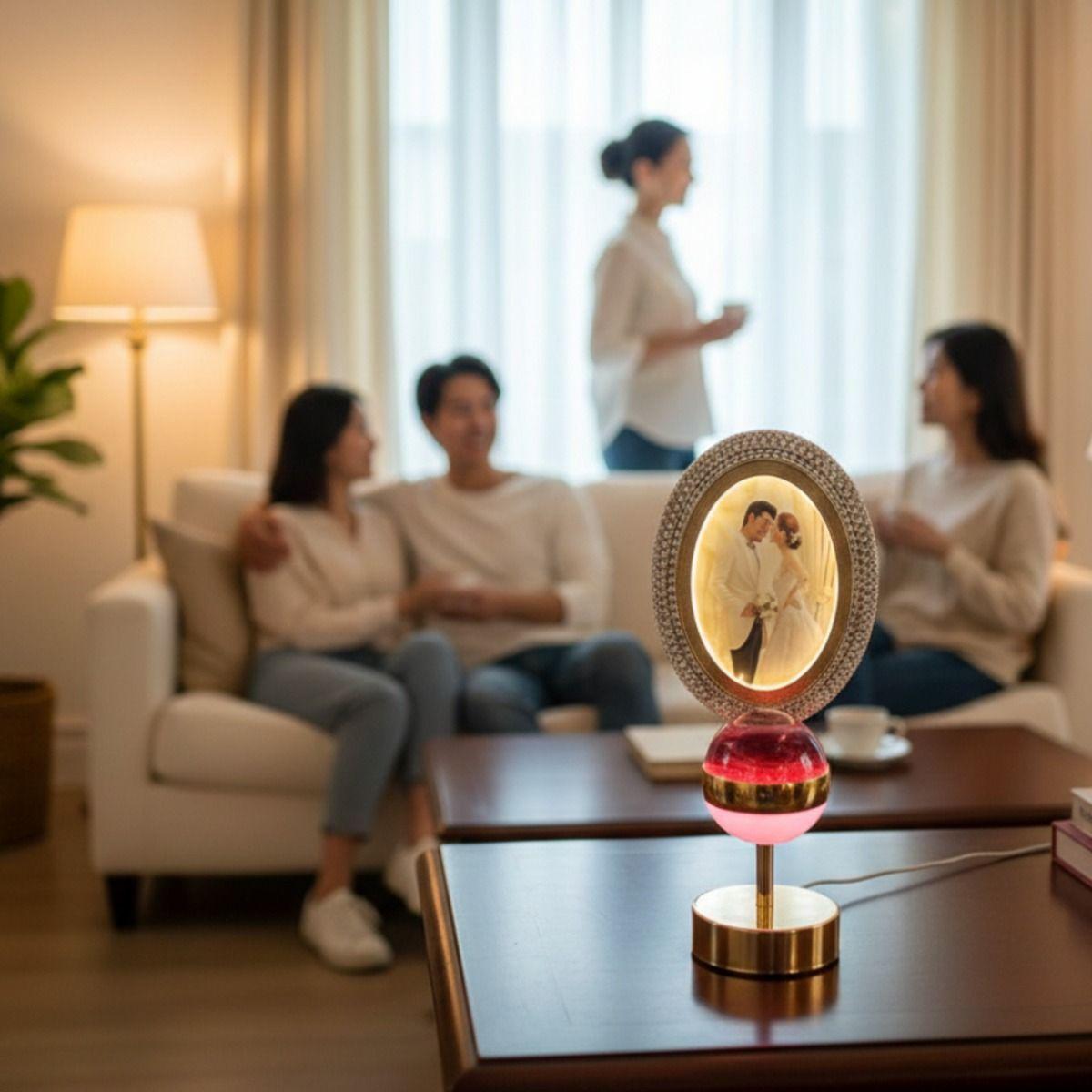 Portarretrato Digital Mesa Decorativo Esfera Iluminada Jhn-3