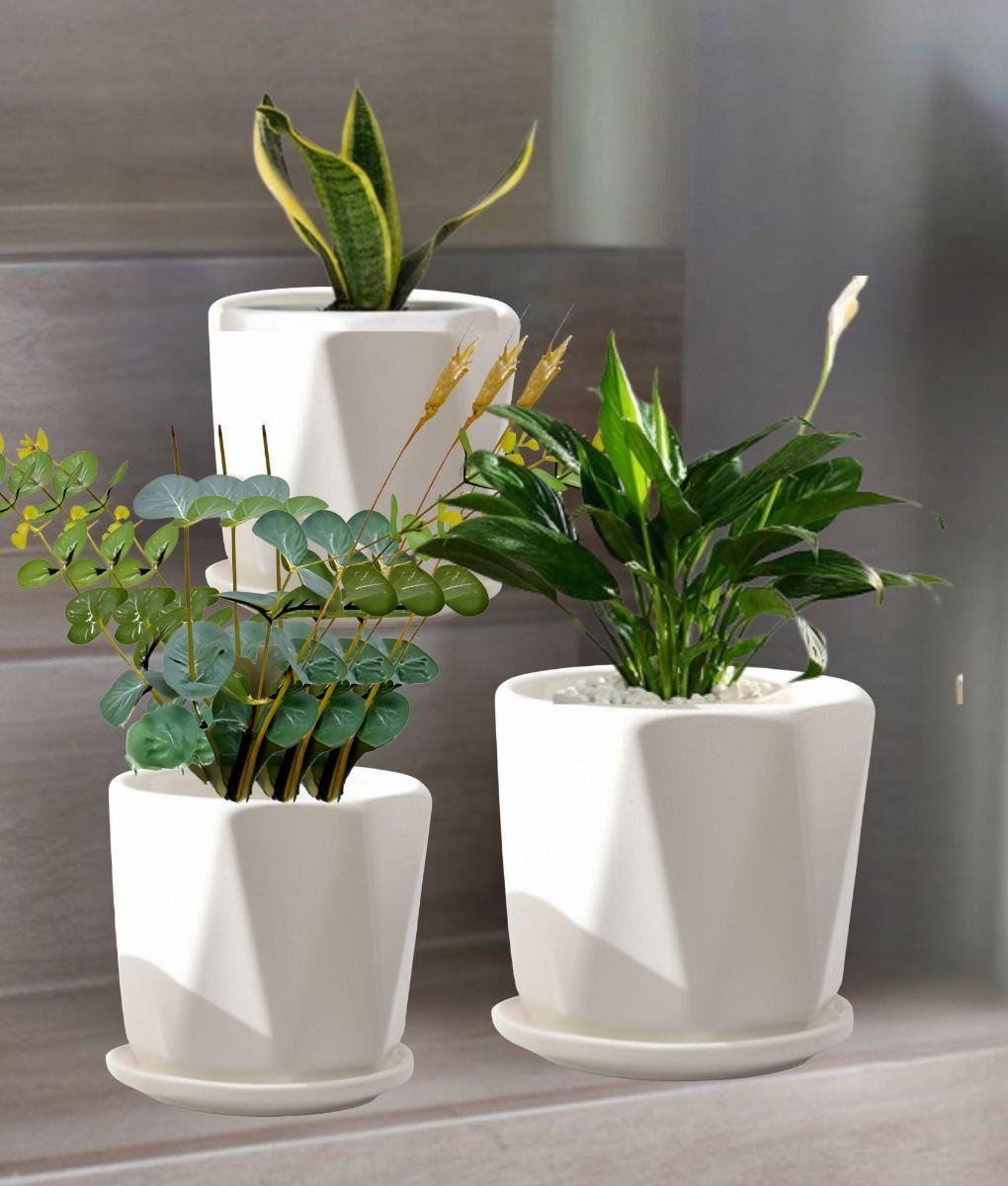 Set 3 Maceta Decorativa Diseño Geométrico Versátil Jhn-8