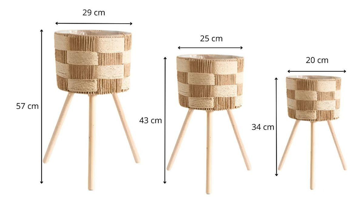 Set De 3 Maceteros Tejidos A Mano Jardín Decoración Jhn-9